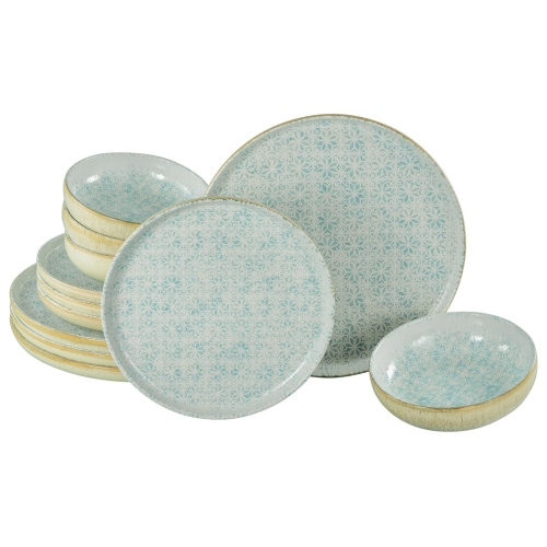 CreaTable Uno Emiliana blau Tellerset 12-tlg Steinzeug