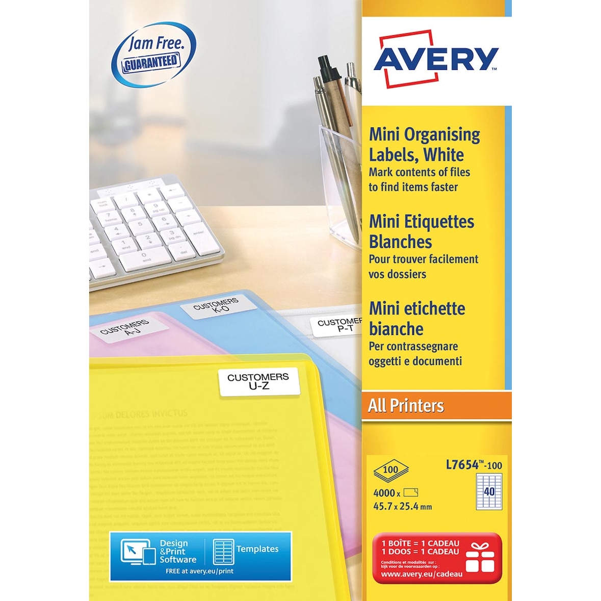 AVERY Boîte de 4000 étiquettes. Laser Blanc 45,7X25,4 L7654-100