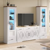 thumbnail of Wohnzimmer Set Combo Zwei Moderne LED Vitrinen 178x50x35 cm und ein Modernes Weißes Esszimmer Sideboard 160x37x75 cm mit Dekoration
