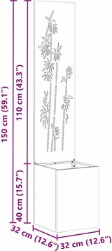 thumbnail of vidaXL Blumentopf mit dekorativem Paneel Silber 32 x 140 cm Edelstahl