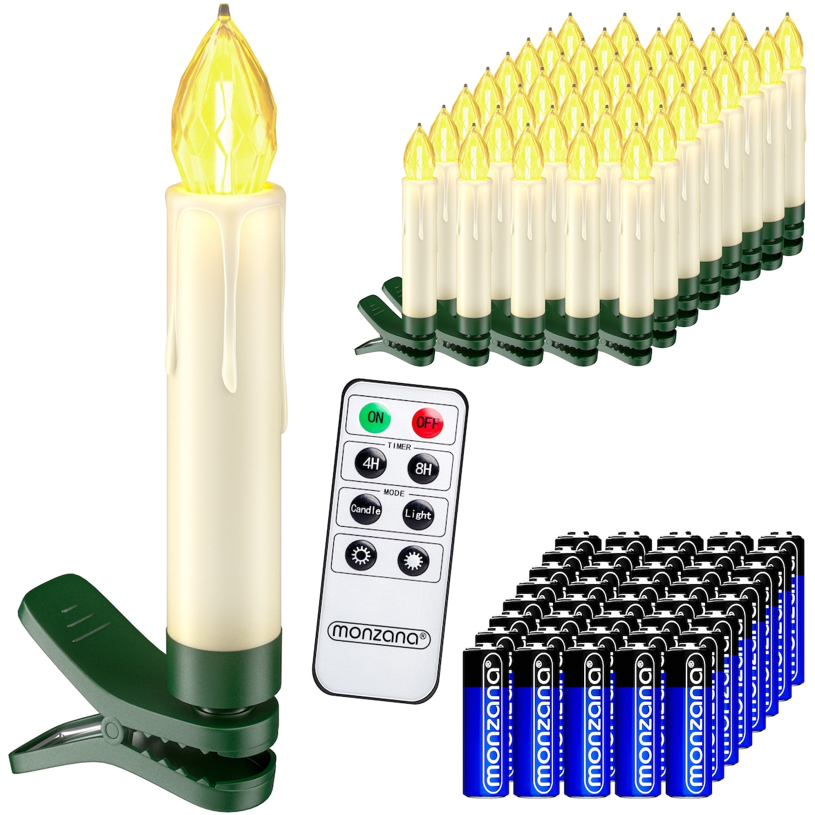 Deuba LED Weihnachtsbaumkerzen Kabellos 40er Set Warmweiß