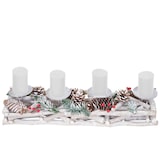 thumbnail of Adventskranz länglich, Weihnachtsdeko Adventsgesteck, Holz 11x15x50cm weiß-grau ~ mit Kerzen, weiß