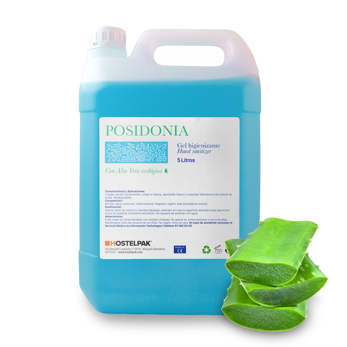 Gel higienizante de manos - Colección Posidonia - 5L - Amenities hotel, Cuidado personal, pH neutro, Aloe Vera Ecológica