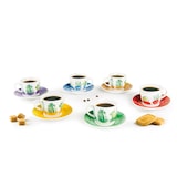 thumbnail of Excelsa lot de 6 tasses à café avec des soucoupes Cactus porcelaine 7 cl multicolore