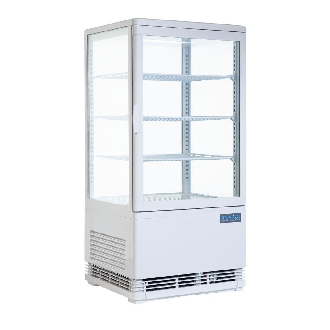 Vitrina refrigerada con 1 puerta, 3 estantes, plástico/cristal, 88,5 x 42,8 x 38,6 cm, refrigeración por aire, 68 L, blanca, Polar G619