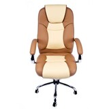 thumbnail of Poltrona presidenziale Imbottita in Ecopelle per Ufficio e Studio Professionale Modello MOU ergonomica Bicolore Beige e Marrone