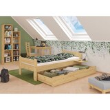 thumbnail of Einzelbett Futonbett 90x200 Kieferbett Massivholz natur Rollrost Matratze 60.39-09FLM