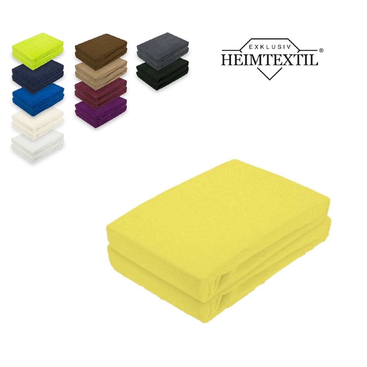 Doppelpack Frottee Spannbettlaken Premium Gelb 200 x 220 cm