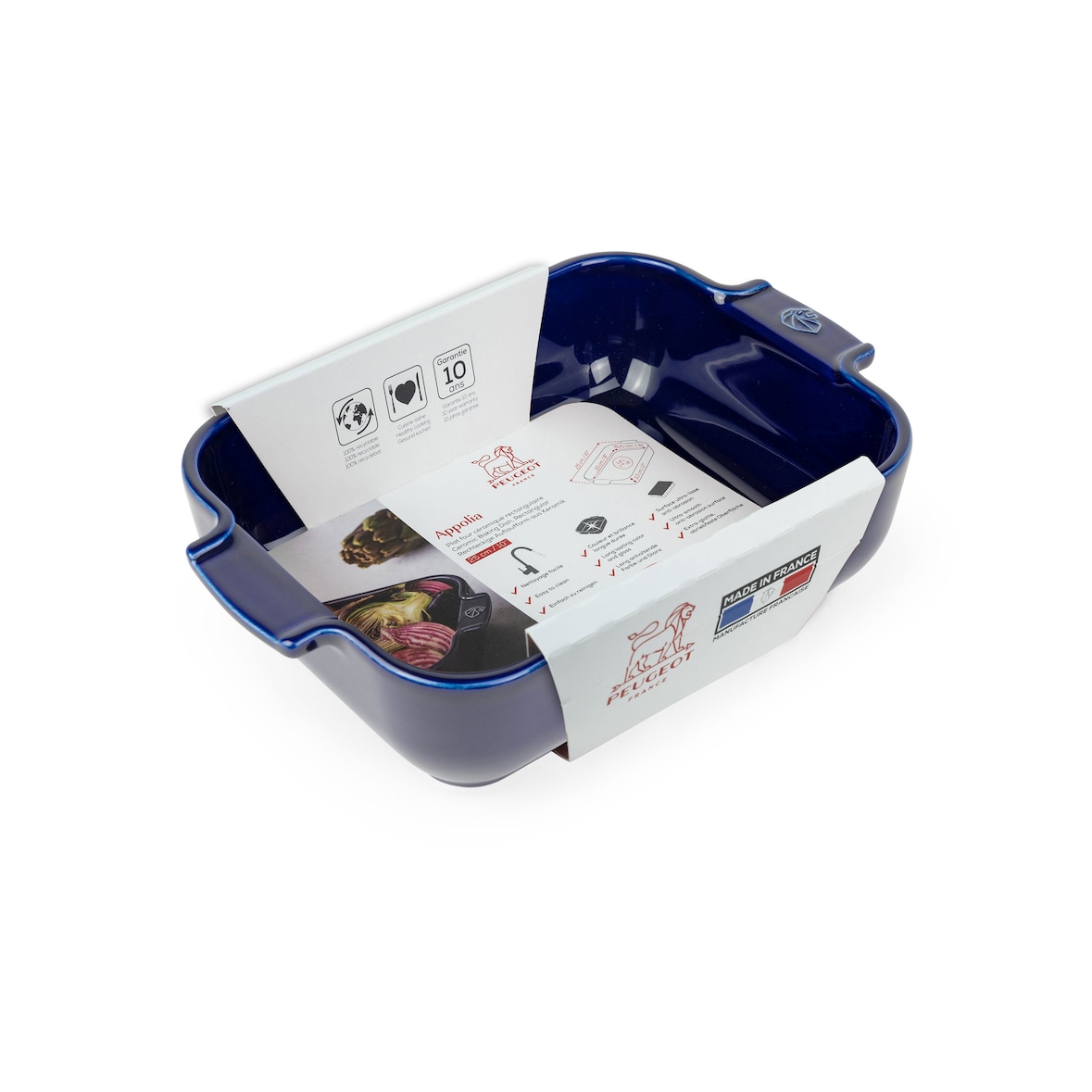 Peugeot rechteckige Auflaufform Appolia Ofenform Keramik Blau 25 cm 60114