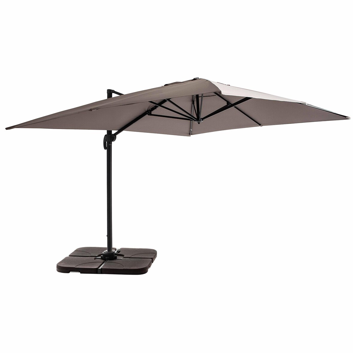 Parasol déporté 3x4m et 4 dalles à remplir aluminium taupe