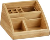 thumbnail of Relaxdays Schreibtisch Organizer Bambus, Stiftehalter Holz, Stiftebox Schreibtisch, Büro, HxBxT: 9 x 13 x 16 cm, natur