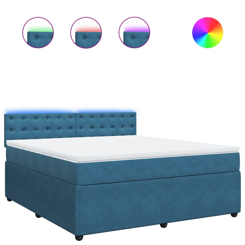 vidaXL Boxspringbett mit Matratze Blau 180x200 cm Samt