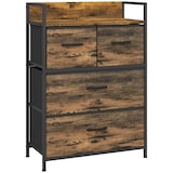 thumbnail of Cómoda de Quarto com 4 Gavetas Dobráveis Prateleira Aberta e Estrutura de Aço para Sala Entrada 60x29x85 cm Castanho Rústico