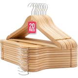 thumbnail of Pack de 20 Perchas de Madera Maciza color natural con Gancho Giratorio 360° y Muescas Antideslizantes - con Barra para Pantalones - Alta Resistencia
