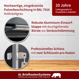 thumbnail of AL Briefkastensysteme 1 Fach Premium Durchwurf Briefkasten A4 in RAL 7016 Anthrazit Grau, Post A4, robust, wetterfest, Artikelnummer: 331P1DZ1KSP7016