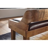 thumbnail of WOHNLING Sitzbank Echtleder 108cm Lederbank Flurbank Rückenlehne Massivholz Bank