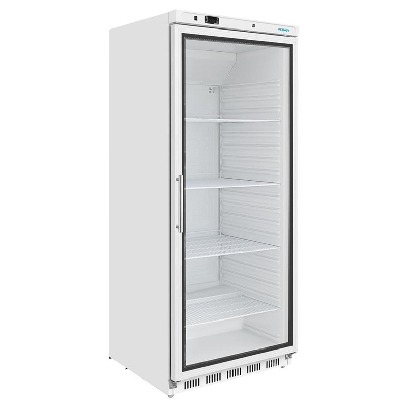 Frigorífico expositor para bebidas, blanco, 1 puerta de vidrio, refrigeración por aire, 190 x 78 x 75 cm, con cerradura, 600L, Polar Serie C CZ787