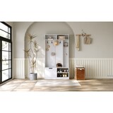 thumbnail of Flurgarderobe Komplett-Set 100x40x185,5 cm mit gepolsterter Sitzbank, Flip-Top Schuhschrank, 6 Haken, offener Stauraum, Garderobe, modern, Weiß