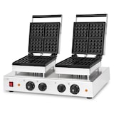 thumbnail of VERTES Belgisch wafelijzer, dubbel, 8 wafels tegelijk, 160 wafels per uur, 3200 watt, met teflon bekleed, roestvrijstalen behuizing