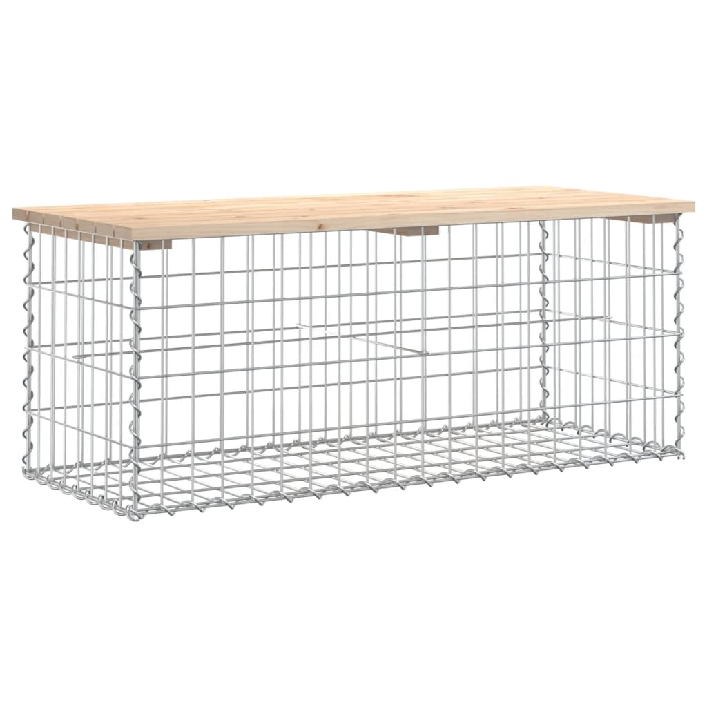 vidaXL Gartenbank aus Gabionen 103x44x42 cm Massivholz Kiefer