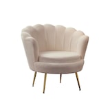 thumbnail of SalesFever Muschel-Sessel | Bezug Bouclé Stoff beige | Gestell Metall goldfarben | B 78 x T 76 x H 78,5 cm