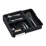 thumbnail of Relaxdays Besteckkasten ausziehbar, HxBxT: 6,5 x 23,5-40 x 31,5 cm, 7 Fächer, Schubladeneinsatz Kunststoff, schwarz