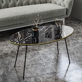 thumbnail of Couchtisch Marmor Optik Oval Schwarz 22126948