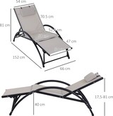 thumbnail of Outsunny Tumbona Aluminio de Jardín Reclinable con Respaldo Ajustable de 5 Niveles Reposapiés Regulable y Reposacabezas Extraíble Terraza 66x152x81 cm