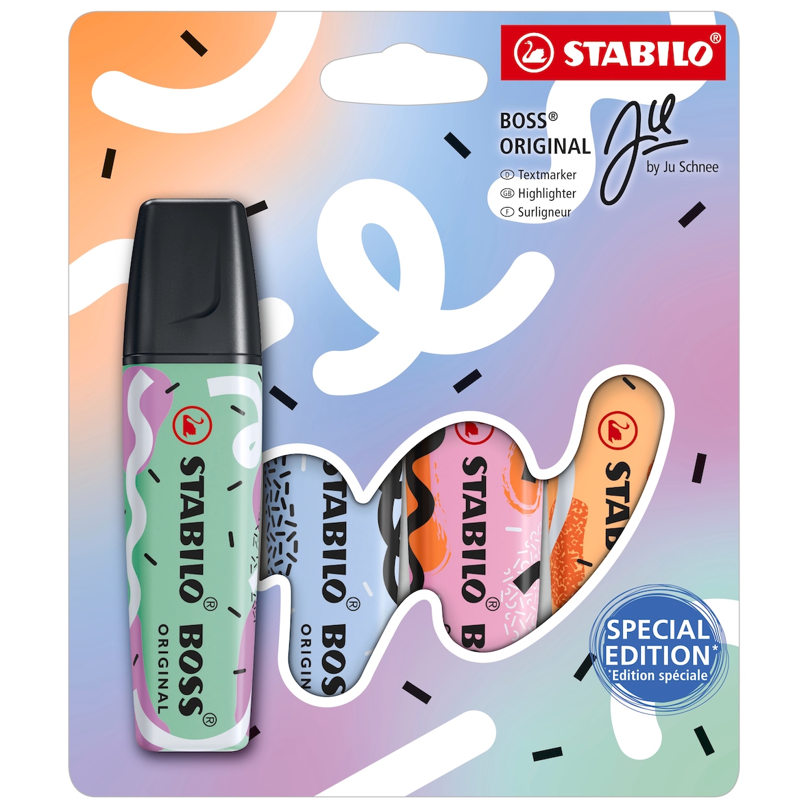 STABILO 4 surligneurs BOSS ORIGINAL by Ju Schnee - coloris pastel