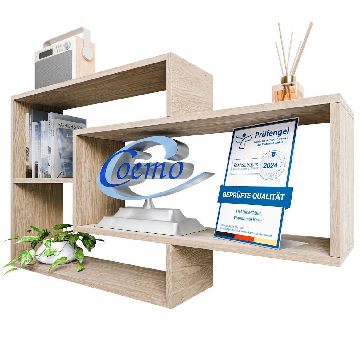 Wandregal Sonoma Eiche Dekor Bücherregal Holz Hängeregal Schweberegal 104x59x20 cm