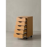 thumbnail of Rollcontainer WL5.924 33x64x38cm Buche MDF-Holz, Schreibtisch-Container Rollschrank 5 Schubladen, Moderner Schubladencontainer mit Rollen,