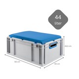 thumbnail of PROREGAL Eurobox NextGen Seat Box Blau | HxBxT 26,5x40x60cm | 44 Liter | Griffe offen | Eurobehälter, Sitzbox, Transportbox, Transportbehälter