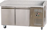thumbnail of Romux® Pizzatisch 2 Türen 150x80 cm mit Arbeitsfläche aus Granit mit Umluftkühlung | Pizzakühltisch aus Edelstahl