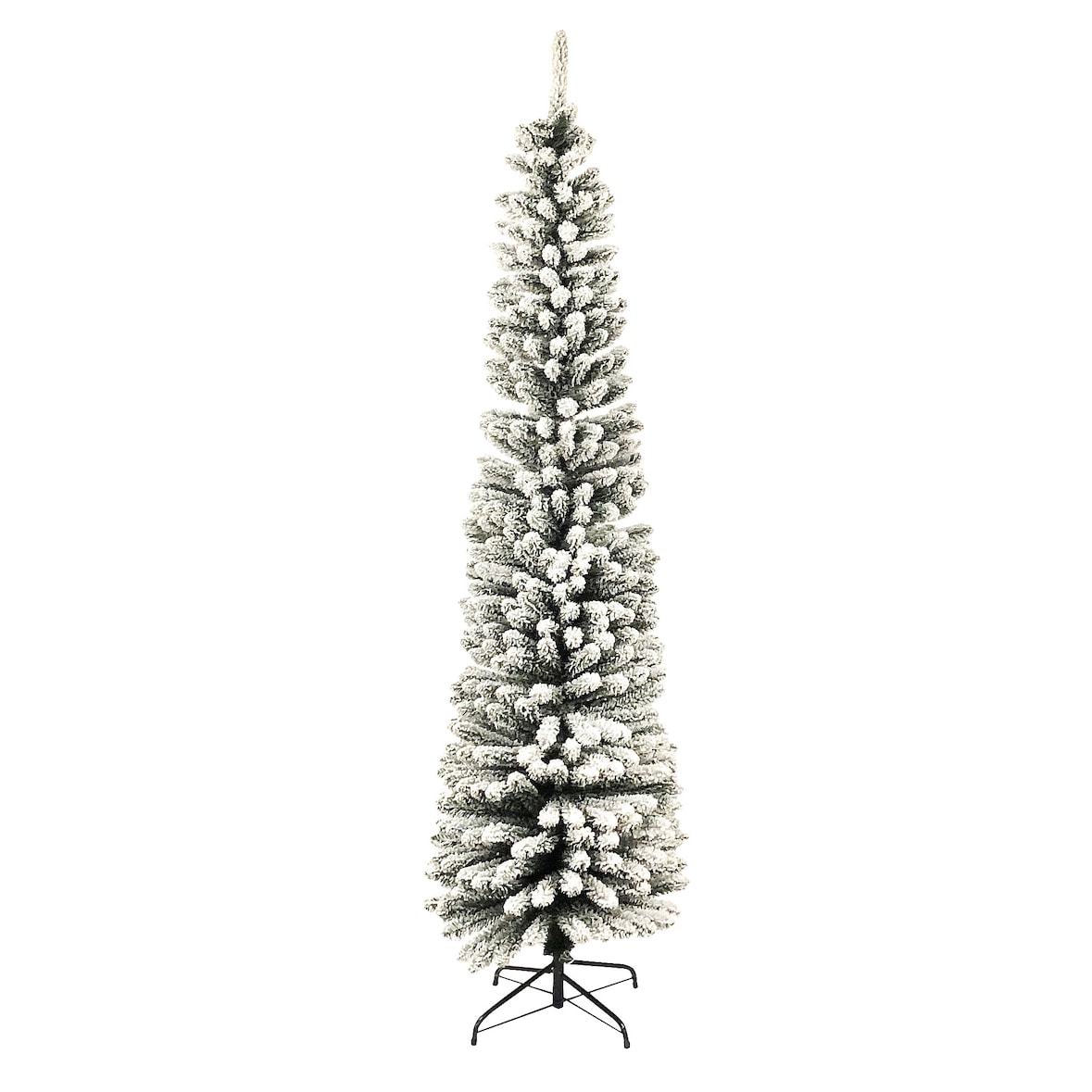 Albero Di Natale Artificiale in PVC innevato- 210cm altezza- 534 punte- 58cm diametro- premontato- base metallo