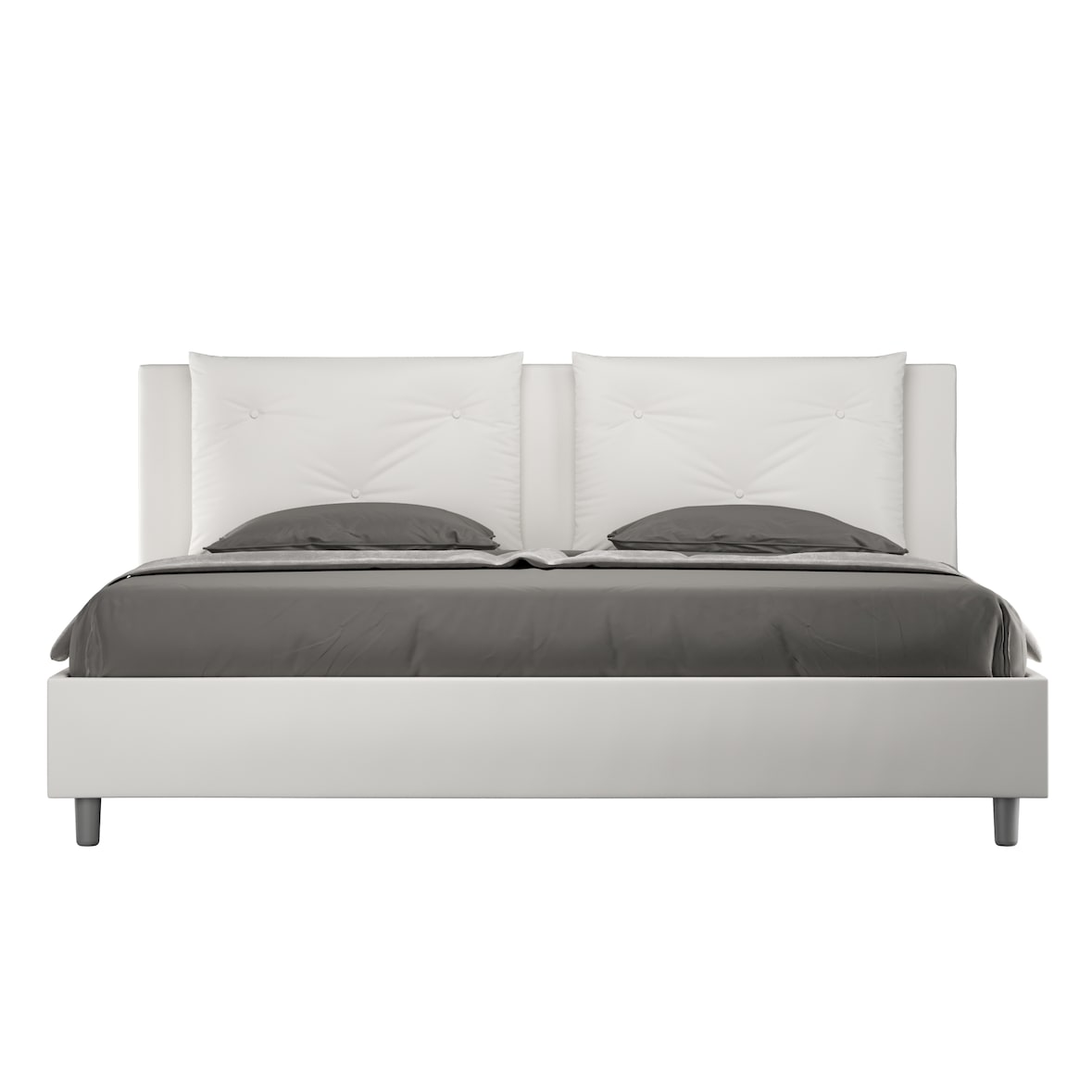 Letto contenitore imbottito 200x200  similpelle bianco Appia