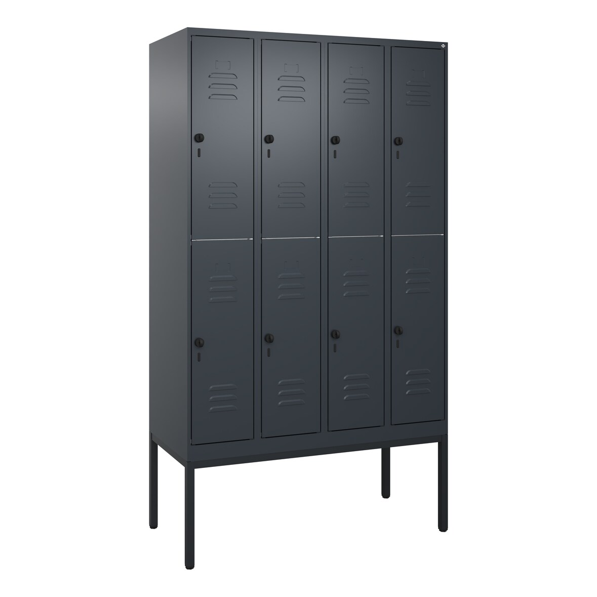 C+P Spind Classic PLUS, Gestell, 8 Abteile, HxBxT 212x120x50cm, Sicherheitsdrehriegel, Anthrazit von PROREGAL