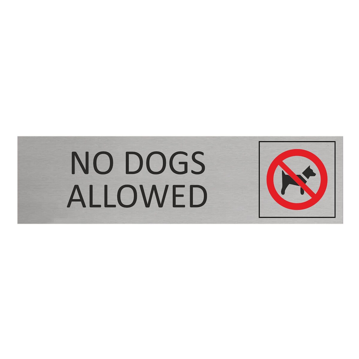 CombiCraft Aluminium Türschild No Dogs Allowed 165x45mm mit 3M-Tape zur Befestigung, einfache Kennzeichnung von Räumen und Bereichen