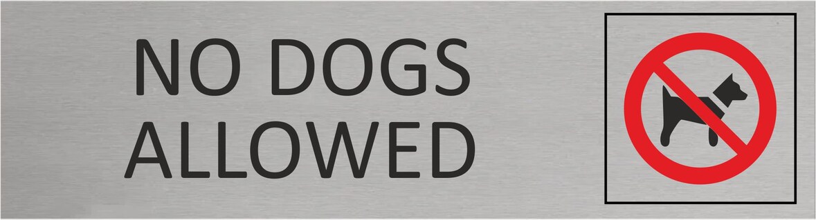CombiCraft Aluminium Türschild No Dogs Allowed 165x45mm mit 3M-Tape zur Befestigung, einfache Kennzeichnung von Räumen und Bereichen