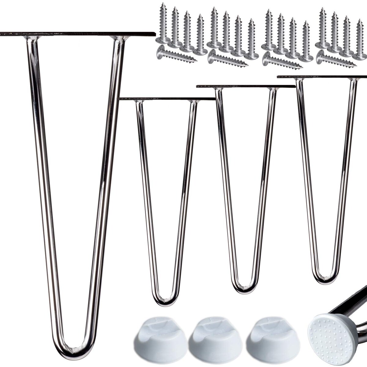 4x Haarnadel Tischbeine EDELSTAHL SCHWARZ CHROME Möbel Tischgestell Hairpin Leg CHROM 2 Streben 45
