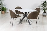 thumbnail of Quadratischer Tisch 90x90 cm, Metallkreuzbeine, Laminatplatte, Esstisch für 4 Personen, X-Beine, moderner Stil–Carlo–Marmor