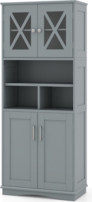 Wandkast HWC-B19, midikast hoge kast badkamermeubel, hoogglans 150x30cm ~ wit