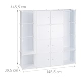 thumbnail of Relaxdays Kleiderschrank Stecksystem mit 12 Fächern, großer Garderobenschrank aus Kunststoff, 145,5 x 145,5 cm, weiß