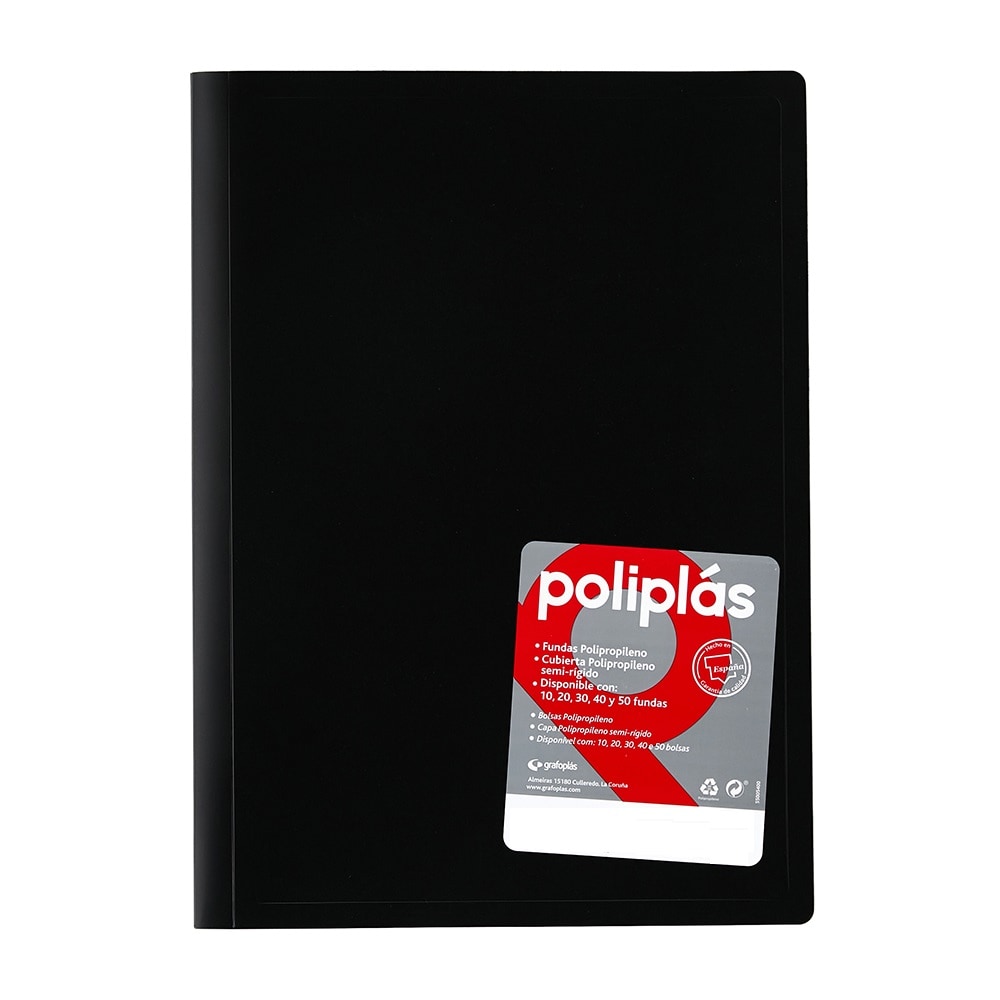 Carpeta 40 fundas soldadas folio negro