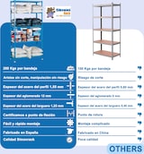 thumbnail of SimonRack Estantería Metálica, 2000x1200x300 mm, 5 Alturas, Bandeja Madera, 200 kg de Punto Flexión, Azul/Naranja/Madera - Maderclick