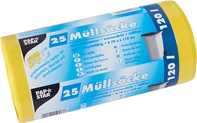 PAPSTAR 500 Müllsäcke, HDPE 120 l 110 cm x 70 cm gelb