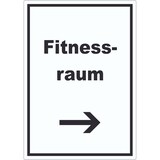 thumbnail of Fitnessraum Aufkleber mit Text und Richtungspfeil rechts Sport Fit hochkant A5 (148x210mm)
