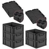 thumbnail of PROREGAL SparSet 5x Eurobox NextGen Color mit Auflagedeckel & Verschlüsse, HxBxT 17x30x40cm, 16L, Schwarz, Griffe schwarz zu, Eurobehälter