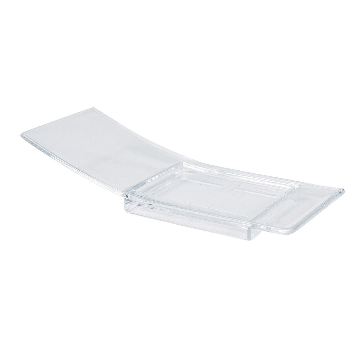 24x Alufix Fingerfood gebogener Teller 40 x 100 x 21 mm PS transparent