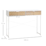 thumbnail of Mesa de Consola 100x30x75 cm Mesa de Entrada con 2 Cajones de Almacenamiento y Marco de Metal Mueble Recibidor Moderno para Pasillo Salón