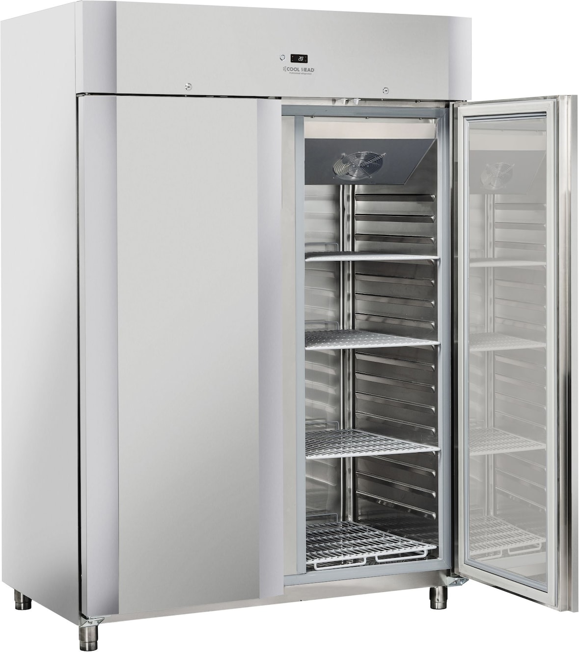 1300 Liter Edelstahlkühlkabinett. Heißes Gasauftauen. Gedruckte Anleitungen. Temperatur -2°/+8°C. (LxWxH) 140x82,3x204,5 cm. Cool Head QR12